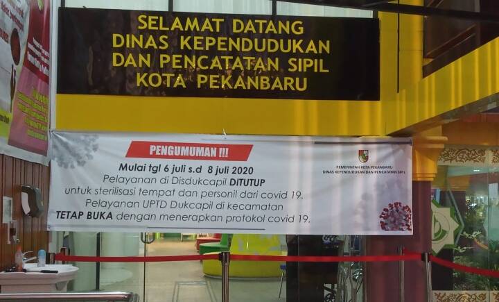 Layanan Dukcapil Kota Pekanbaru Tutup Selama Tiga Hari 