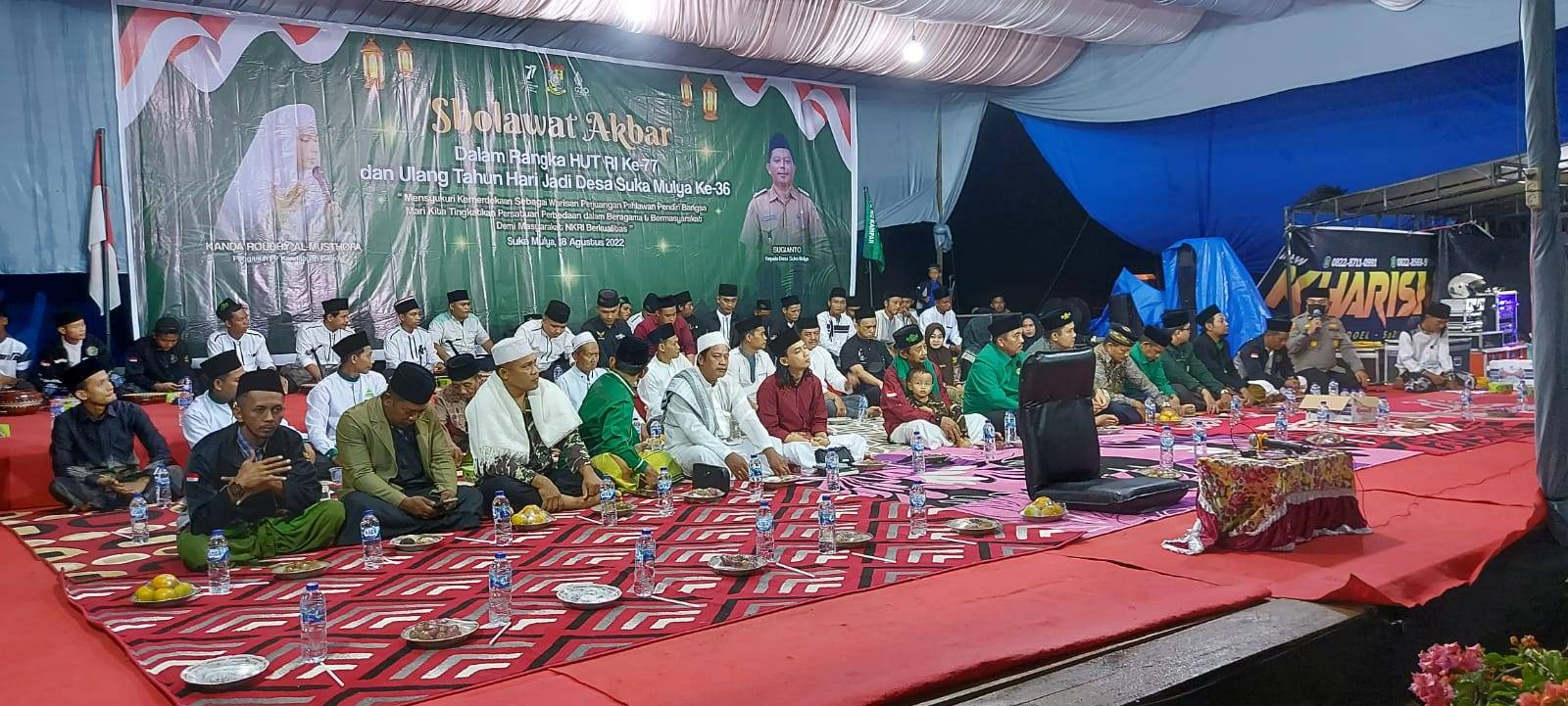 Rangkaian Peringatan HUT RI, Ribuan Masyarakat Desa Suka Mulya Ikuti Shalawat Akbar Kebangsaan 